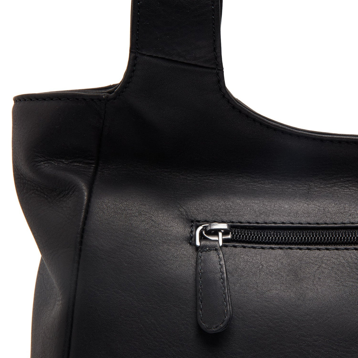 
Tofino Bolso de hombro de cuero flor - Perfil lateral estructurado con profundidad de fuelle