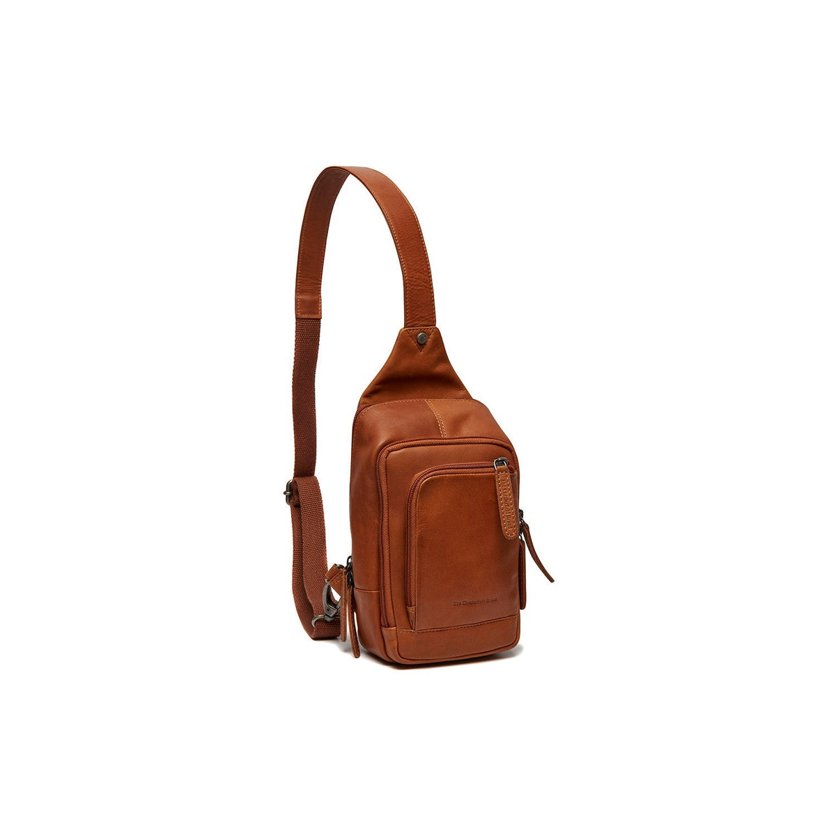 Cognac Leather Sling Bag Riga para Mujer, front view
