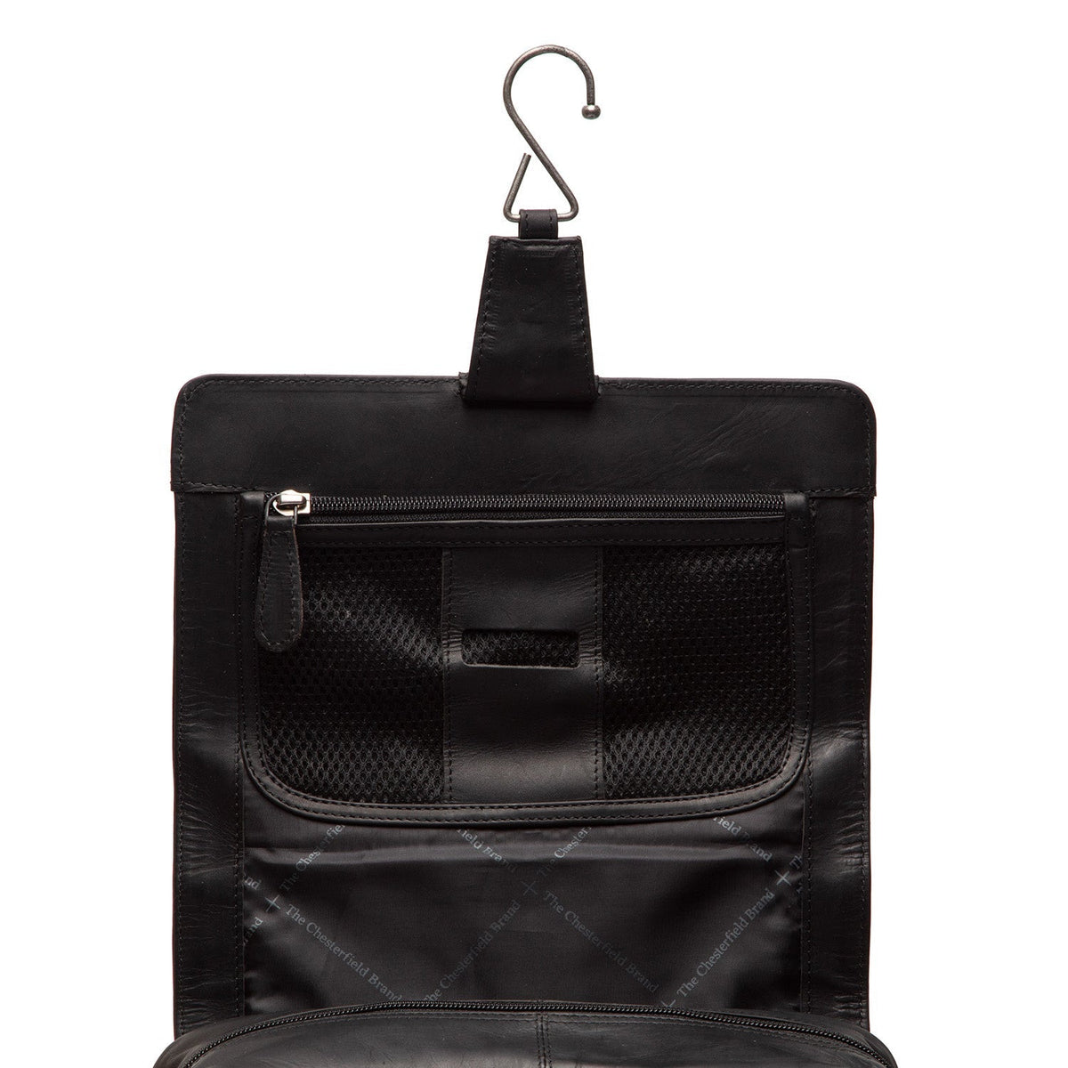 
Vista de detalle of Classic Collar & Heavy-Duty Zipper Hardware on Rosario Neceser de cuero flor