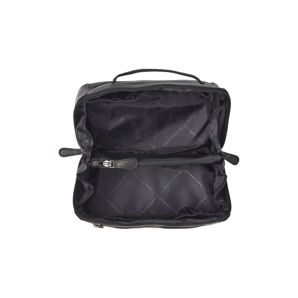 Trevia Full-Grain Leather Toiletry Bag para Mujer - Vista de perfil lateral con corte ergonómico de manga