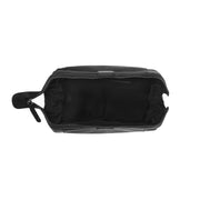 Vince Full-Grain Leather Toiletry Bag para Mujer - Vista de perfil lateral con corte ergonómico de manga