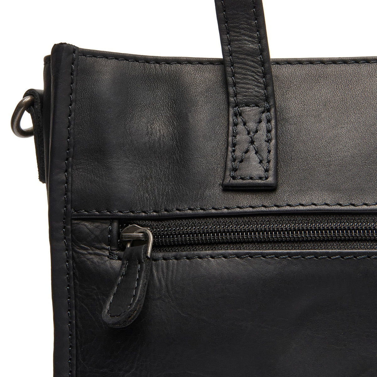Estella Cuero flor integral Bolso tote de cuero - Structured Side Profile Showing Gusset Depth &amp; Expansion Capacity