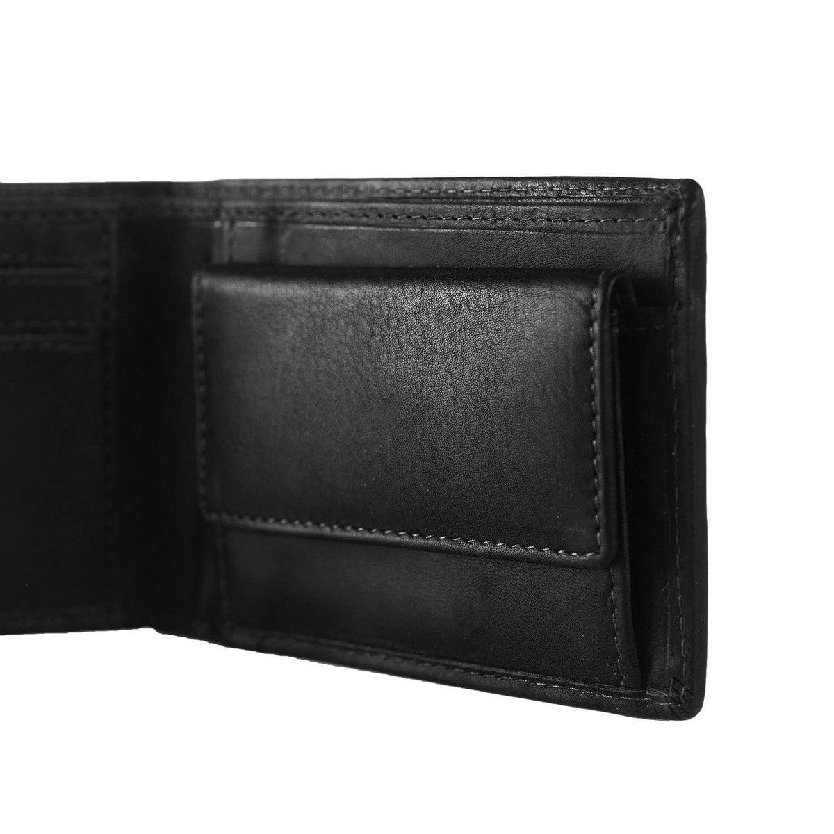 Enzo Full-Grain Cartera de Cuero para Hombre - Structured Side Profile Showing Gusset Depth &amp; Expansion Capacity