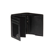 
Solid Antique Brass Hardware & Heavy-Duty Dual Zipper Detail on Leroy Billetera de cuero flor