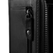Solid Antique Brass Hardware &amp; Heavy-Duty Dual Zipper Detail on Nova Full-Grain Cartera de Cuero para Mujer