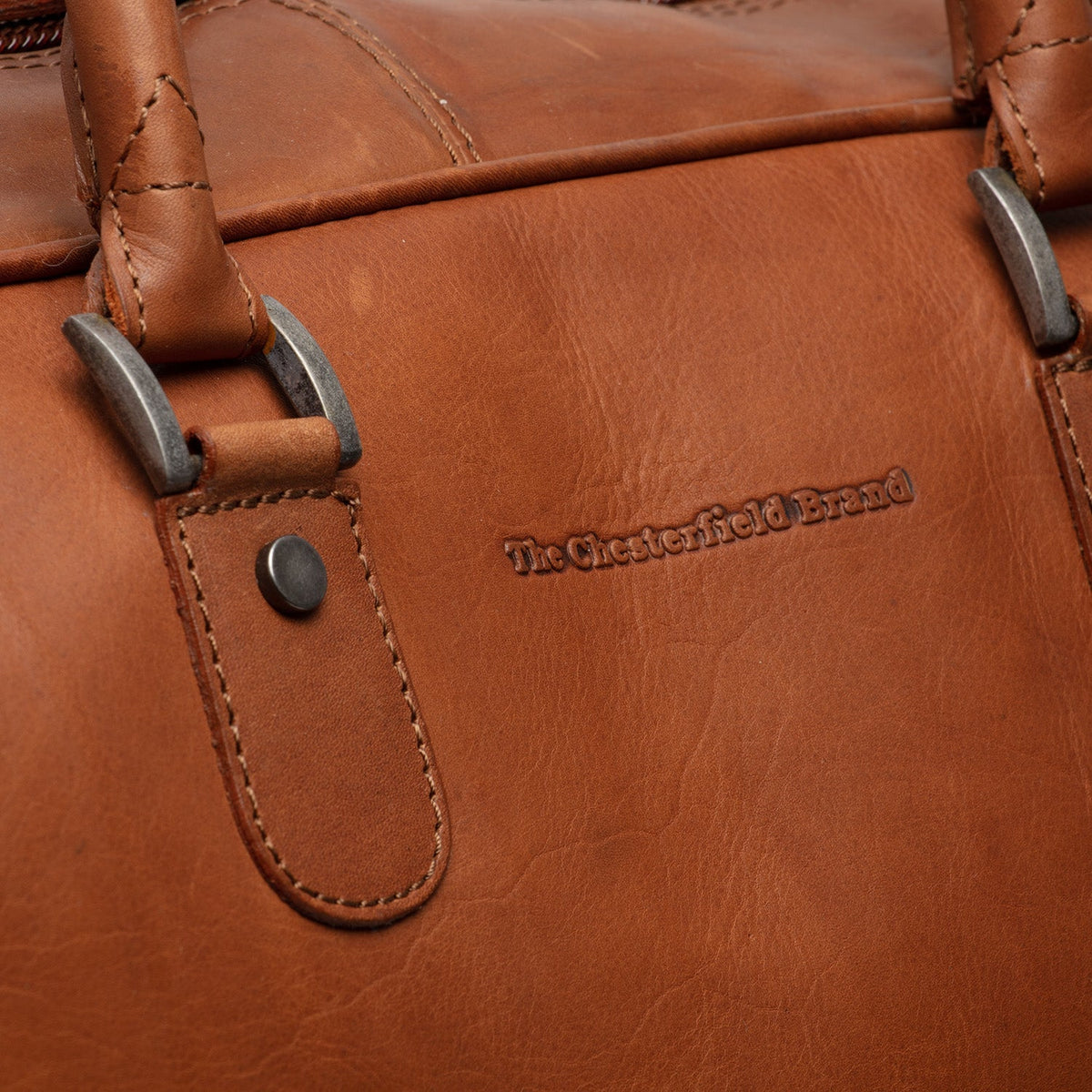 Cognac Leather Weekender Trolley Jayven para Mujer, detail view 3