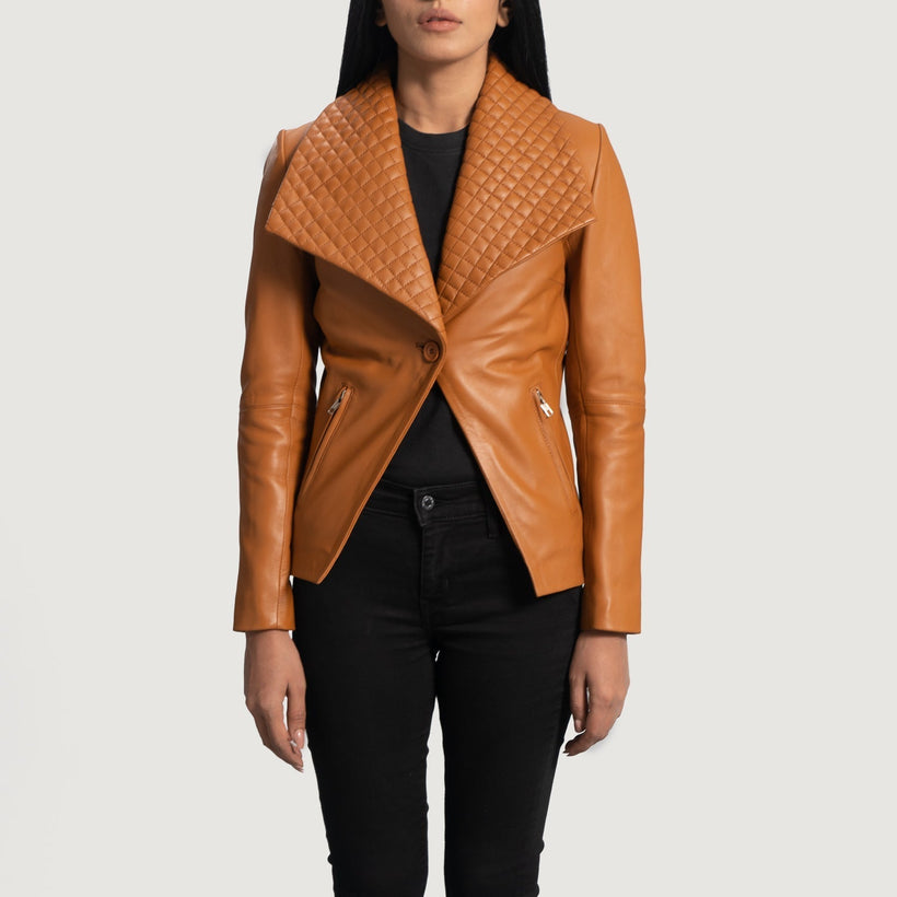 Lee Tostado Marrón Blazer de Cuero de Cuero para Mujer