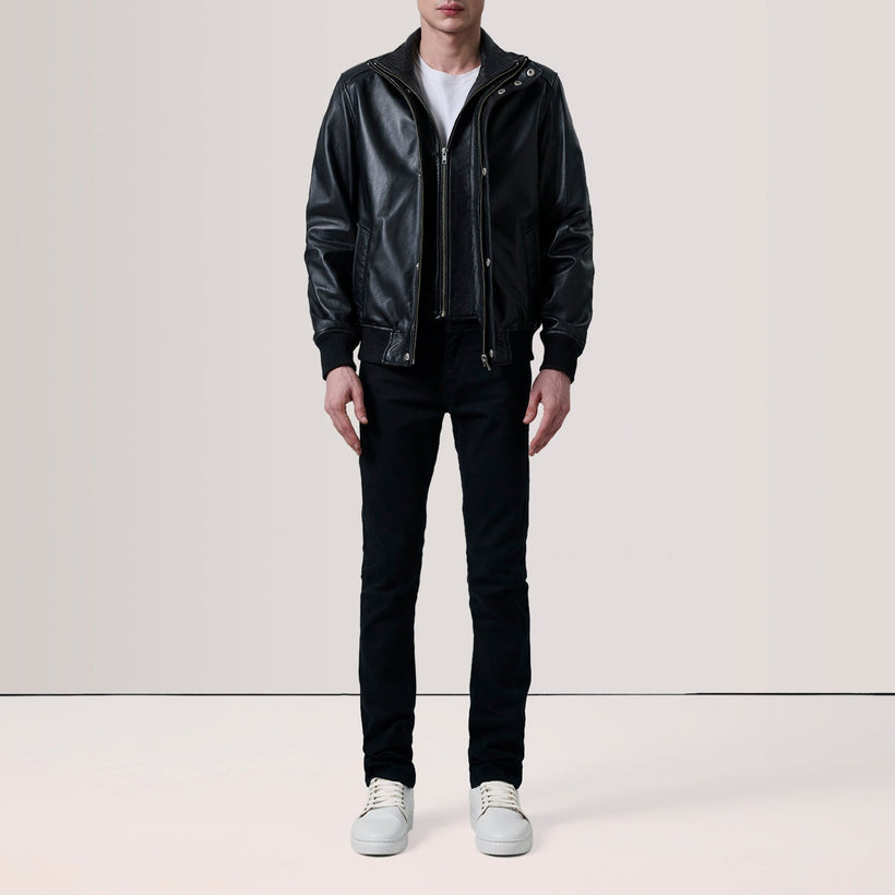 Lester Marrón Suede Chaqueta Bomber de Cuero para Hombre