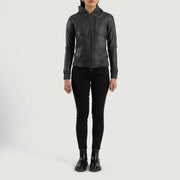 
Luna Hooded Chaqueta Bomber de Cuero para Mujer – alternate product view 3