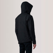 
Vista de detalle of Hooded & Zipper with placket Hardware on Marlo Negro Canvas Hooded Work Chaqueta de Cuero para Hombre For Men