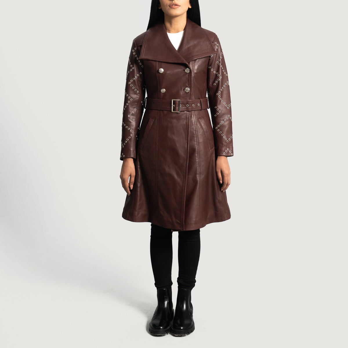 
Missoni Granate Gabardina Trench de Cuero para Mujer - Vista posterior con hombros definidos y bajo impecable