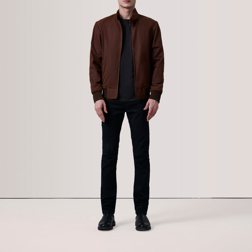 Morrison Marrón Canvas Cazadora Bomber de Cuero para Hombre