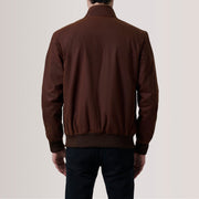 Detalle de cerca of Snap Button &amp; Zipper Hardware on Morrison Brown Canvas Bomber Jacket For Men