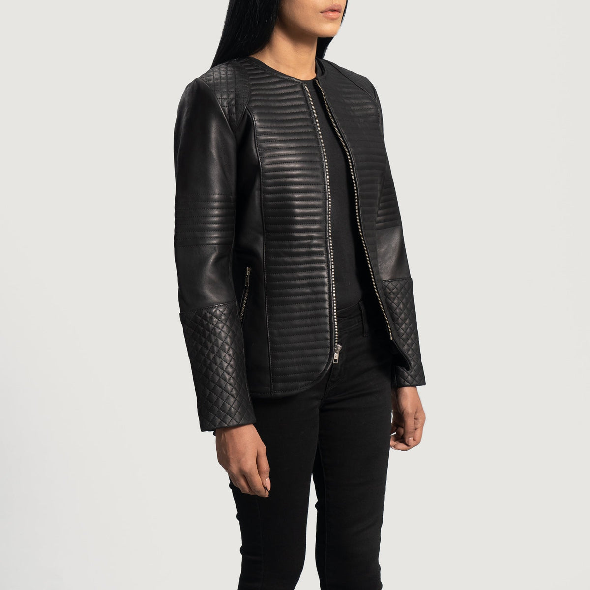 
Nexi Acolchado Chaqueta de Cuero para Mujer - Natural Daylight Drape