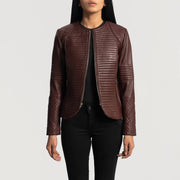 
Nexi Acolchado Chaqueta de Cuero para Mujer - Vista lateral mostrando el corte ergonómico de mangas