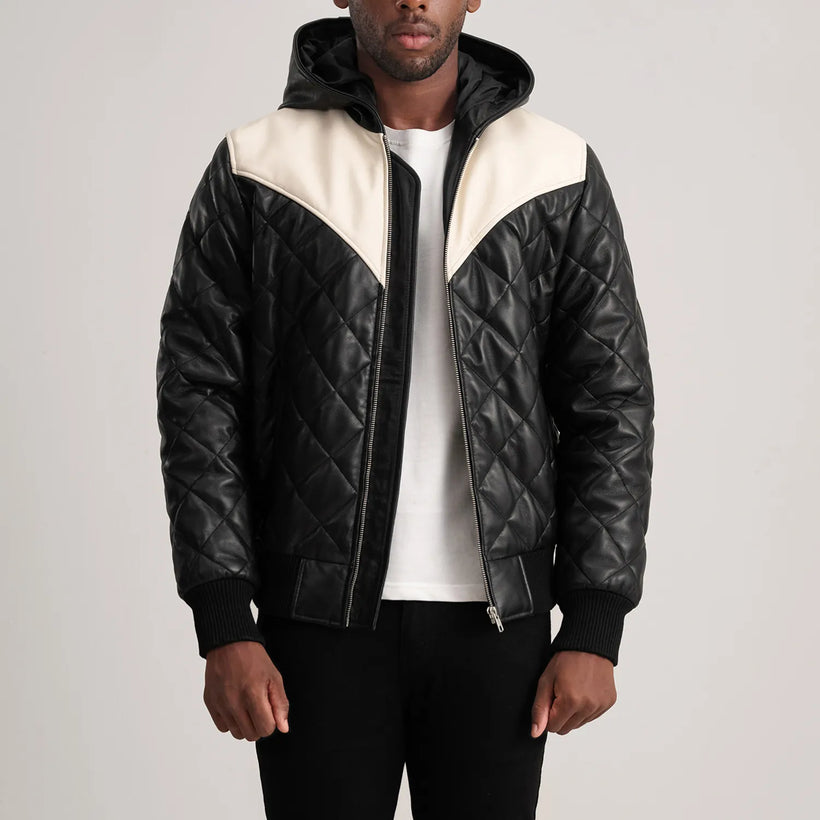 Norman Chaqueta de Cuero Tostado Puffer Chaqueta de Cuero para Hombre
