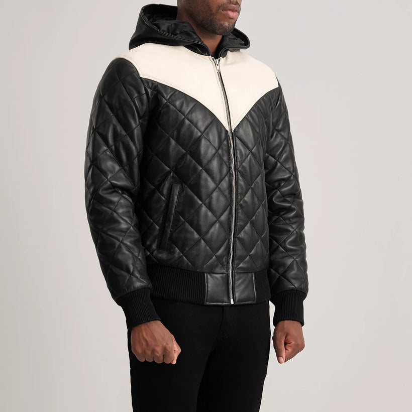 Norman Chaqueta de Cuero Tostado Puffer Chaqueta de Cuero para Hombre