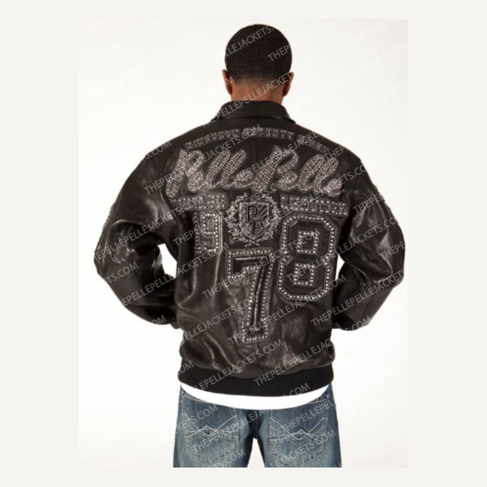 
Encrusted Varsity Chaqueta de Cuero para Mujer