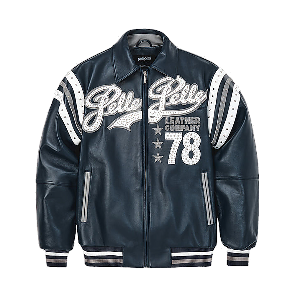 
Encrusted Varsity Chaqueta de Cuero (Navy) para Mujer