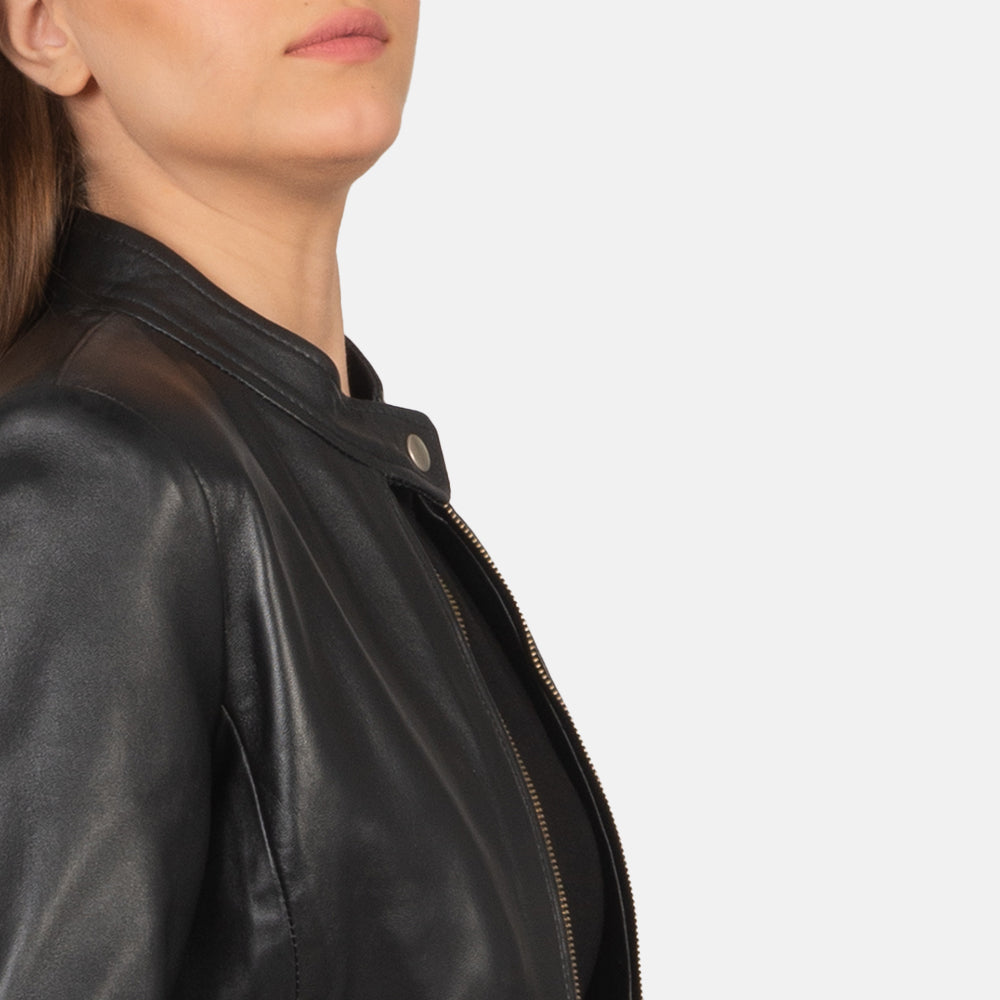 Rave Marrón Chaqueta Biker de Cuero para Mujer – Vista alternativa del producto 6