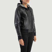 
Rebella Hooded Chaqueta Bomber de Cuero para Mujer – alternate product view 2