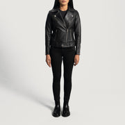 Rumy Granate Chaqueta Biker de Cuero para Mujer – Vista alternativa del producto 3
