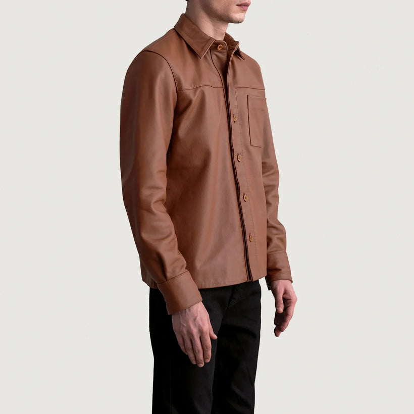 Scout Matte Marrón Leather Shirt para Hombre