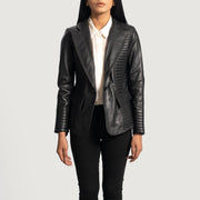 
Selina Negro Blazer de Cuero de Cuero para Mujer in Black Sheepskin Leather - Vista frontal y silueta entallada | Comprar online