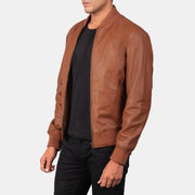 Brown Sheepskin Leather Bomber Jacket - Vista trasera con ajuste entallado en hombros y bajo impecable