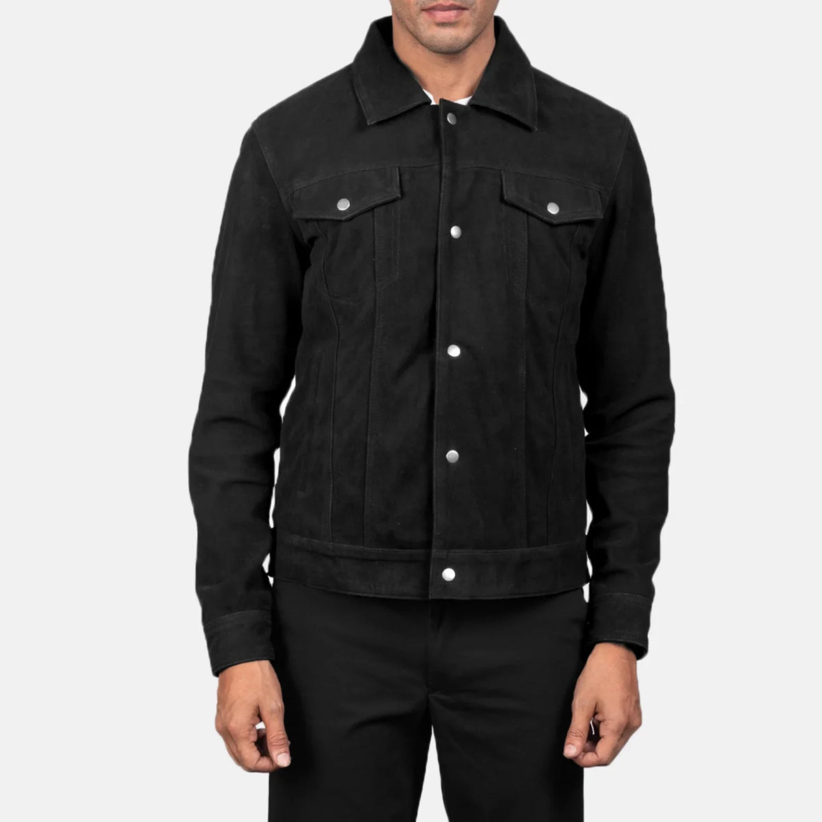 
Vista de detalle of Shirt & Snap Button Hardware on Stallon Black Suede Jacket