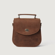 
The Sandra Vintage Tostado Leather Saddle Bag For Women - Perfil lateral estructurado con profundidad de fuelle