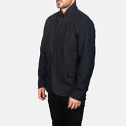 Black Synthetic Wool Winter Jacket - Vista trasera con ajuste entallado en hombros y bajo impecable