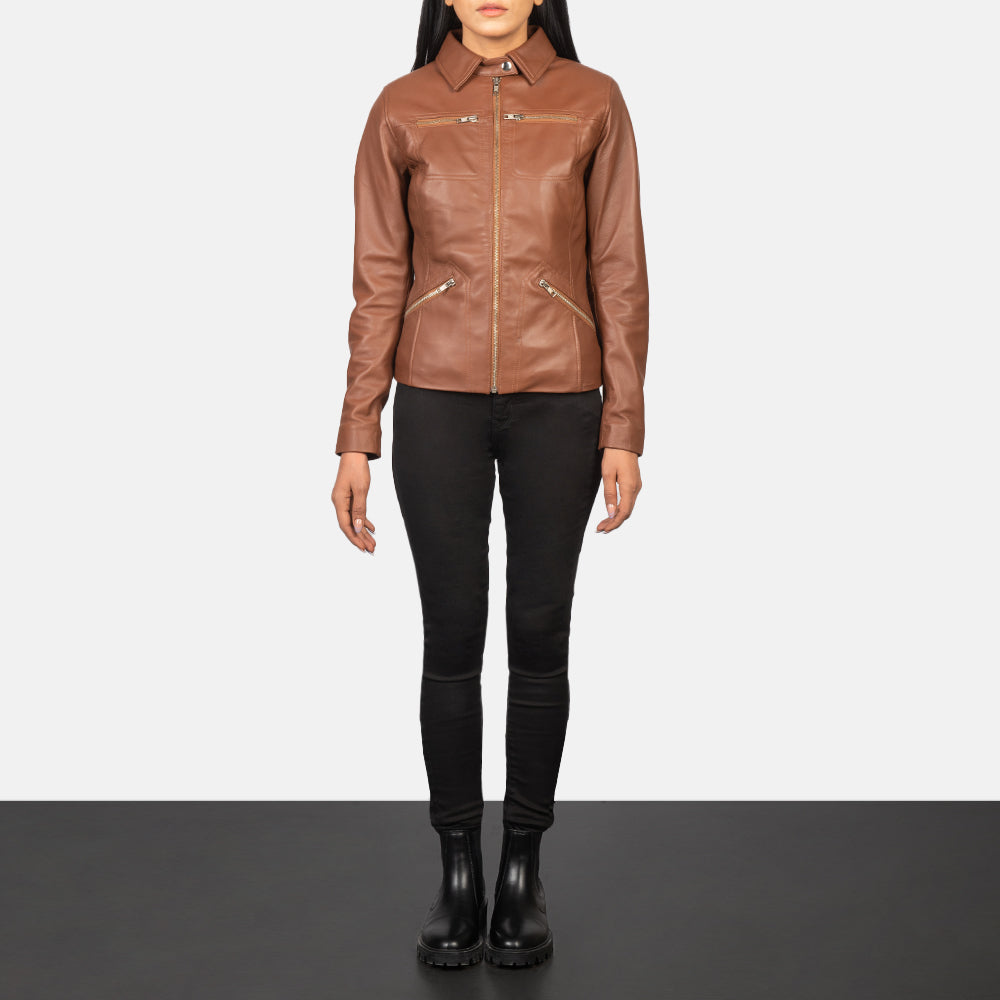 Tomachi Rojo Chaqueta de Cuero para Mujer – Vista alternativa del producto 3