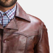 
Vincent Alley Marrón Chaqueta de Cuero para Hombre - Vista lateral mostrando el corte ergonómico de mangas