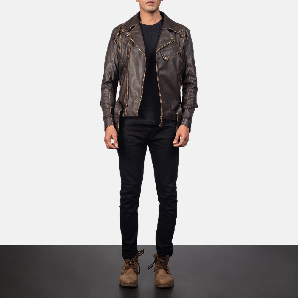Vincent Negro Chaqueta Biker de Cuero para Hombre – Vista alternativa del producto 4