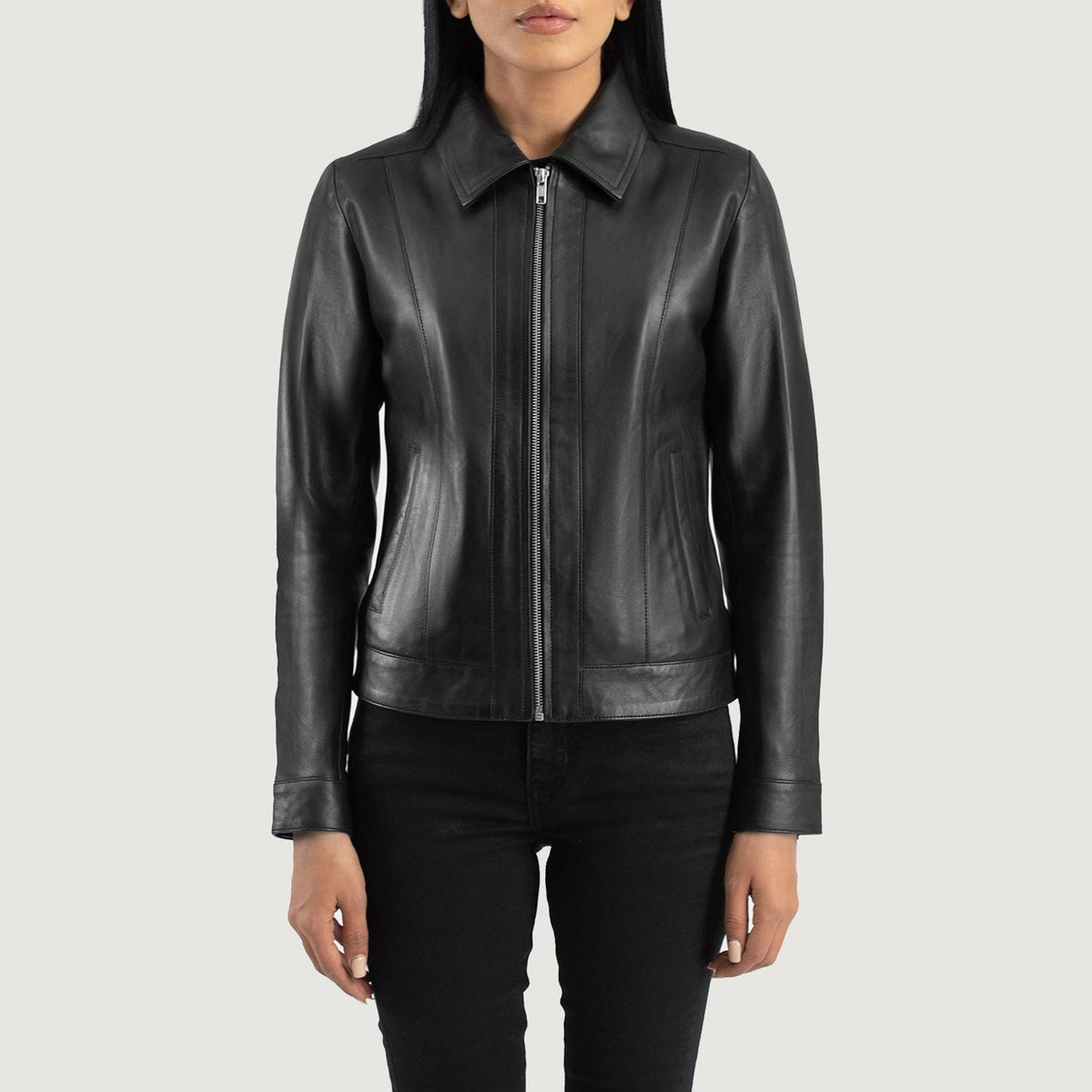 Vixen Classic Collar Chaqueta de Cuero para Mujer – Vista alternativa del producto 4