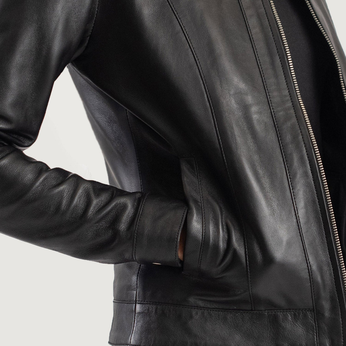 Vixen Classic Collar Chaqueta de Cuero para Mujer – Vista alternativa del producto 6