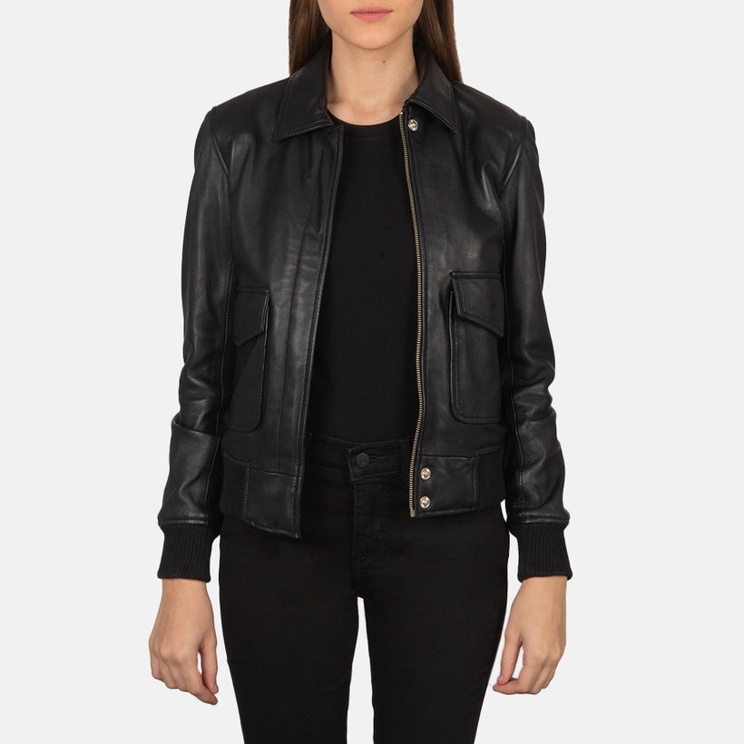 Westa A-2 Chaqueta Bomber de Cuero para Mujer